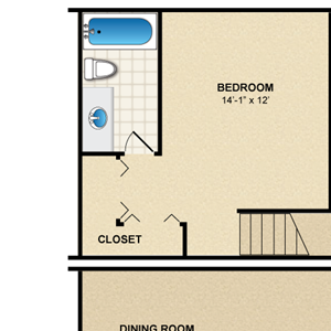1 bedroom, 1 bathroom, townhome