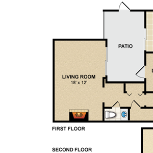 2 bedroom, 2.5 bathroom, townhome