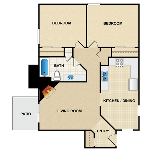 2 bedroom, 1 bathroom at Millcreek Woods Apartments, Olathe, 66061