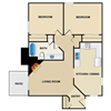 2 bedroom, 1 bathroom