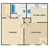 1 bedroom, 1 bathroom