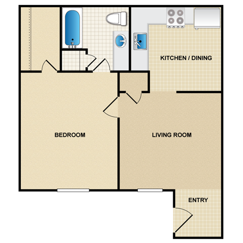 1 bedroom, 1 bathroom at Millcreek Woods Apartments, Olathe, Kansas
