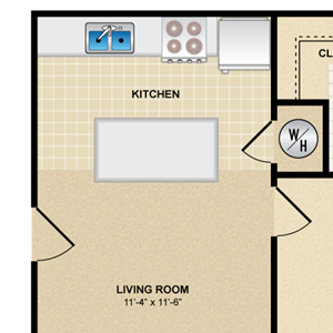 1 bedroom, 1 bathroom