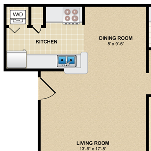 1 bedroom, 1 bathroom