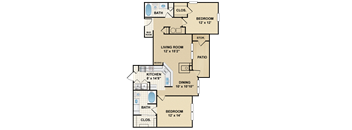 2 bedroom, 2 bathroom