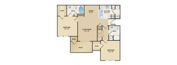 2 bedroom, 2 bathroom