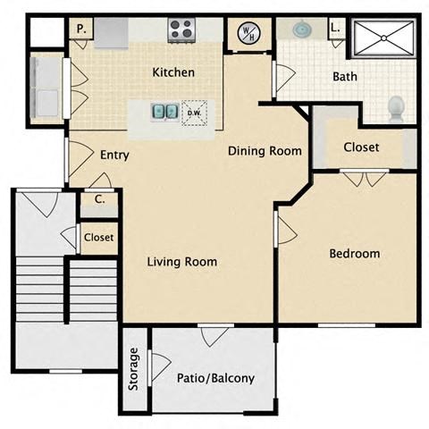 1 bedroom, 1 bathroom