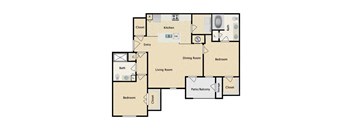 2 bedroom, 2 bathroom