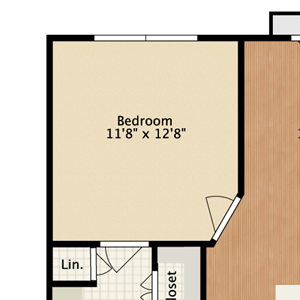 1 bedroom, 1 bathroom