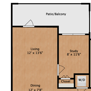 1 bedroom, 1 bathroom