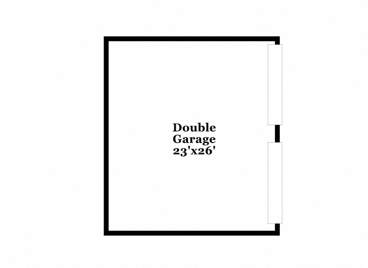 a diagram of a double garage door with a black door handle