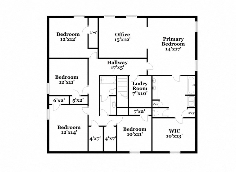 a floor plan of a house with a combination of bedrooms and bathrooms