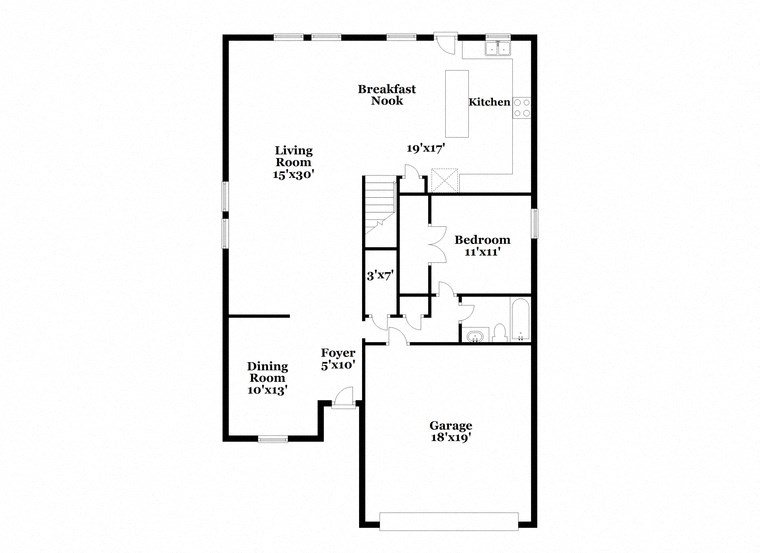a floor plan of a house with a bedroom and a living room