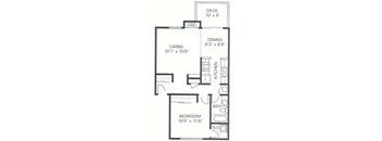 Our 1 Bedroom 1 Bath Apartment Floor plan at Wilderness West Apartments in Olympia, Washington