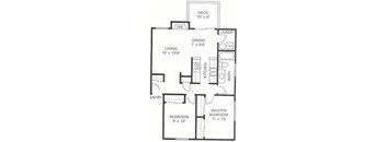 Our 2 Bedroom 1 Bath Apartment Floor plan at Wilderness West Apartments in Olympia, Washington
