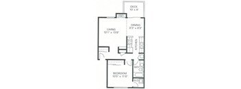 Our 1 Bedroom 1 Bath Apartment Floor plan at Wilderness West Apartments in Olympia, Washington