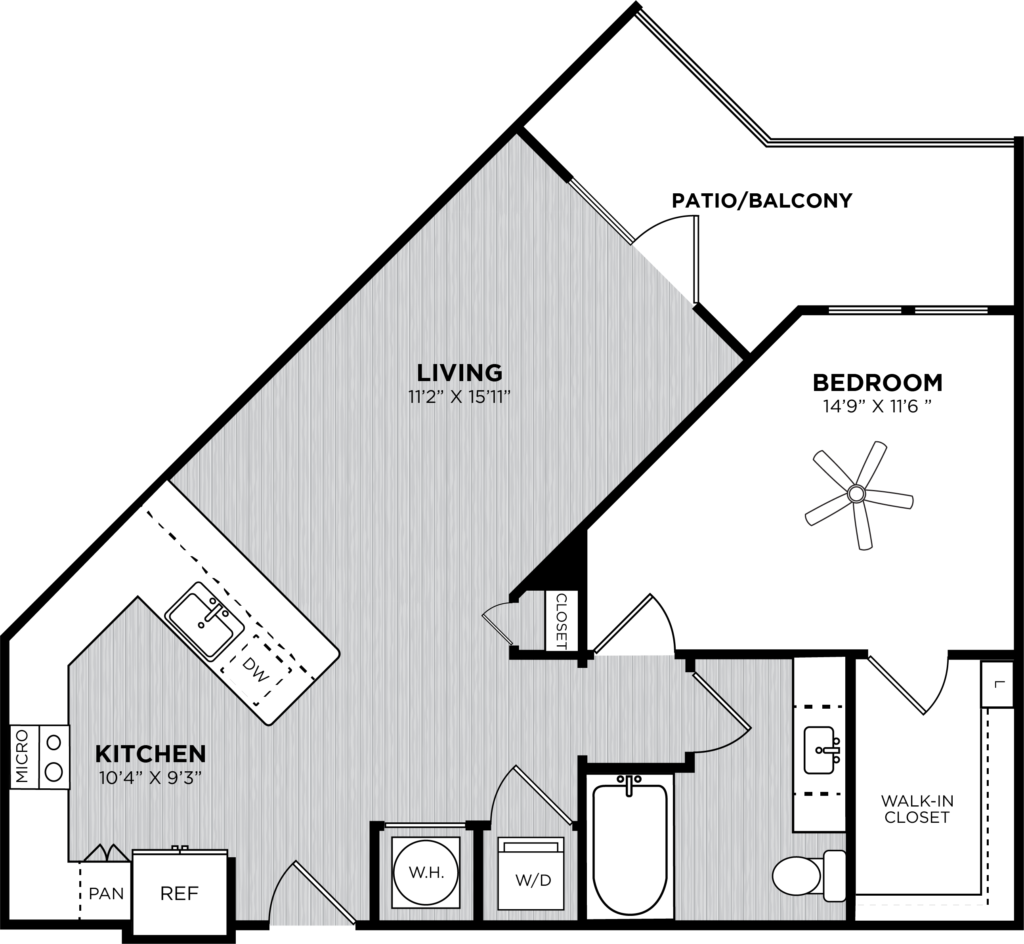 One bedroom with one bathroom