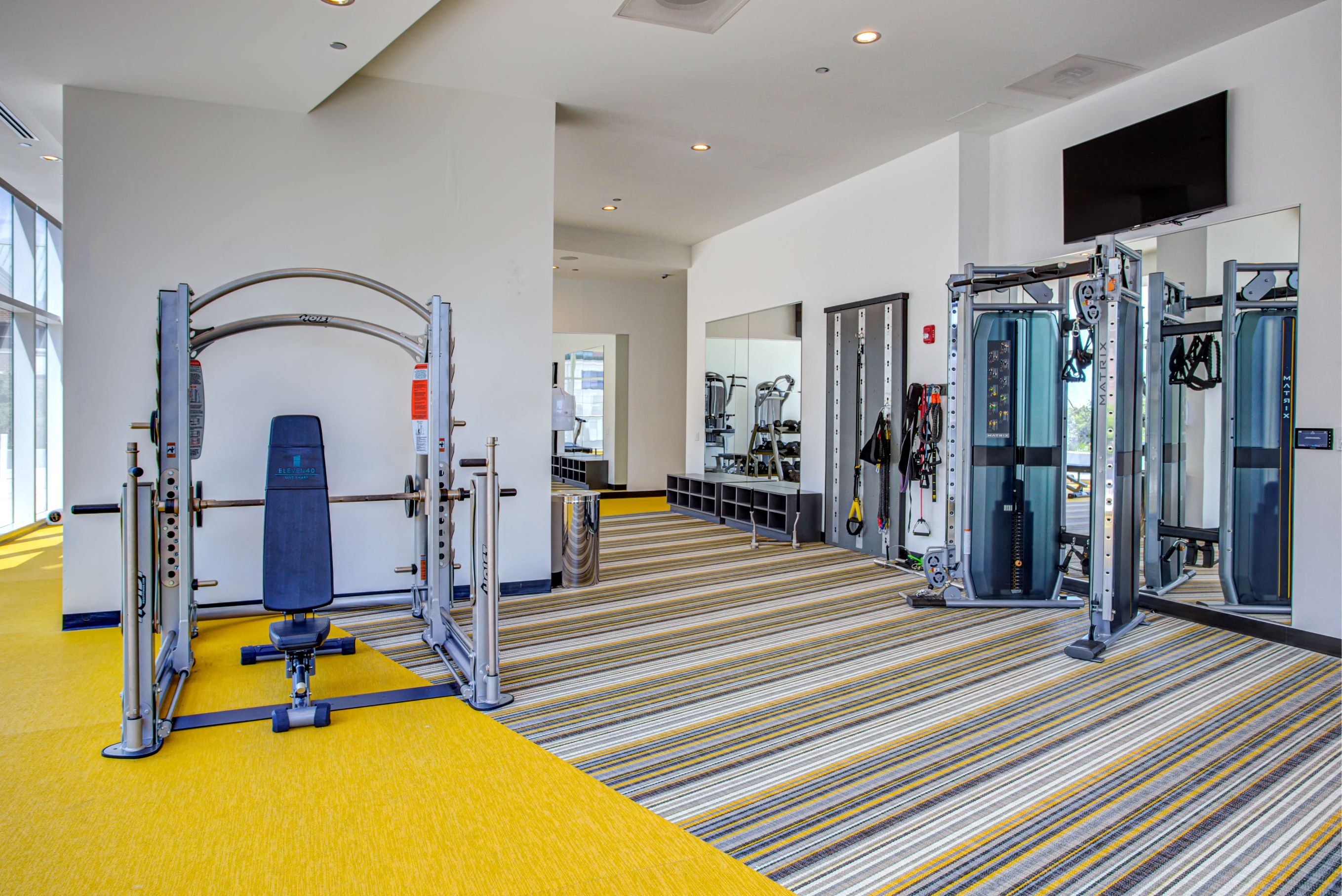 Fitness center weight machines at Eleven40, Chicago, IL