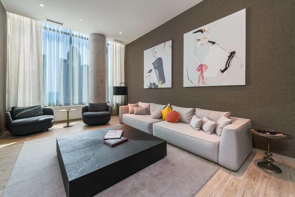 a living room with a couch and a coffee table