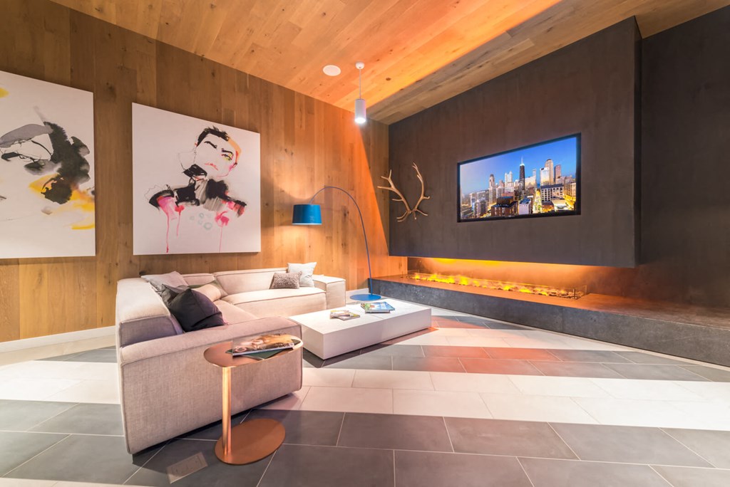 a living room with a couch and a tv