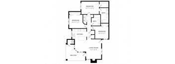 Arezzo Apartments- 3 bed 2 bath floorplan