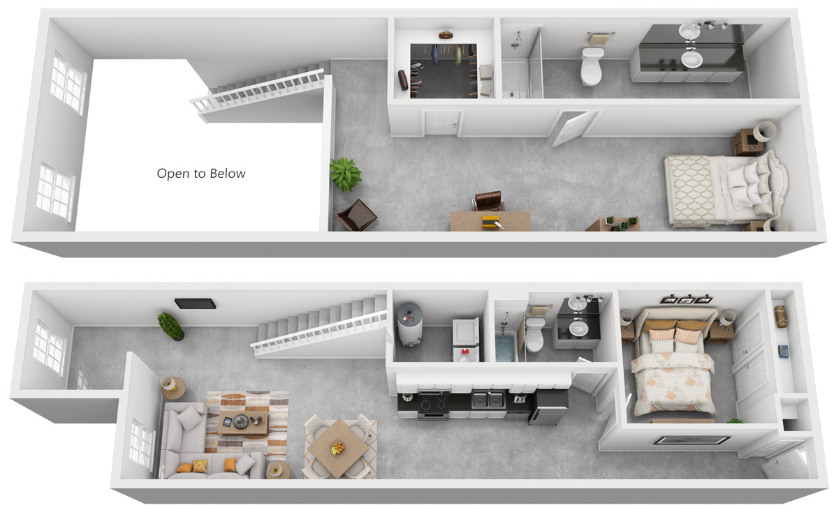 2 Bedroom Floor Plan | Highland Mill Lofts Charlotte NC