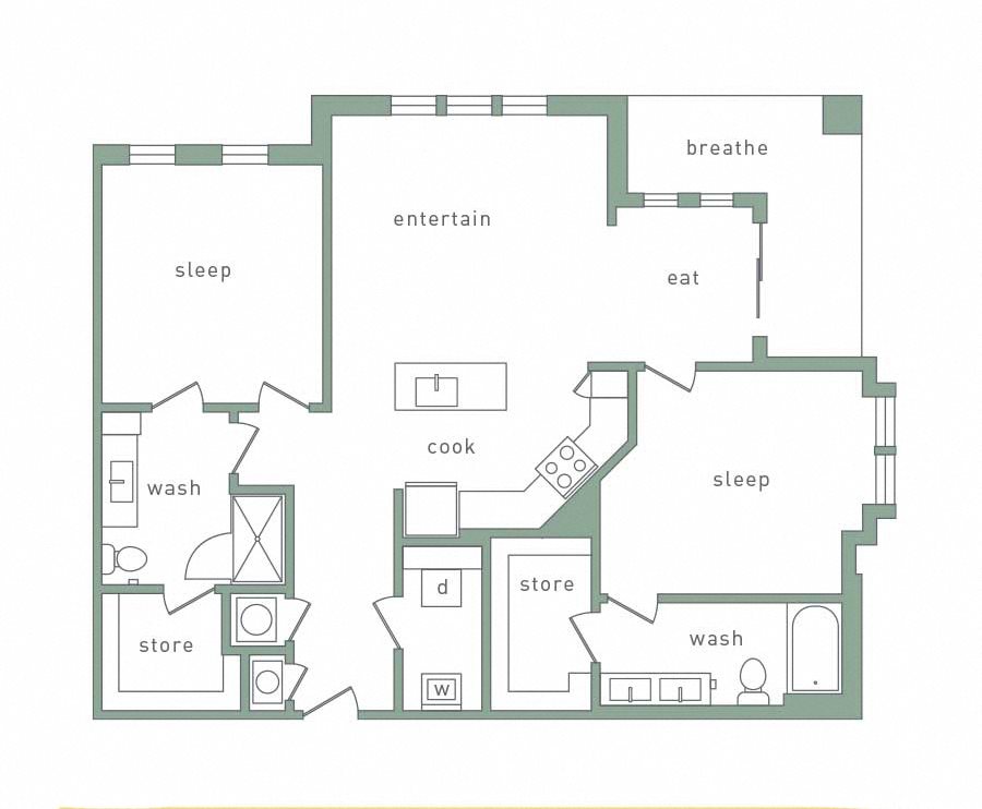 Park 35 on Clairmont Eastside Floorplan 2 Bedroom 2 Bath Eastside Floorplan 2 Bedroom 2 Bath 1232 Total Sq Ft at Park 35 on Clairmont Apartment Homes, 3500 Clairmont Ave. Birmingham, AL 35222