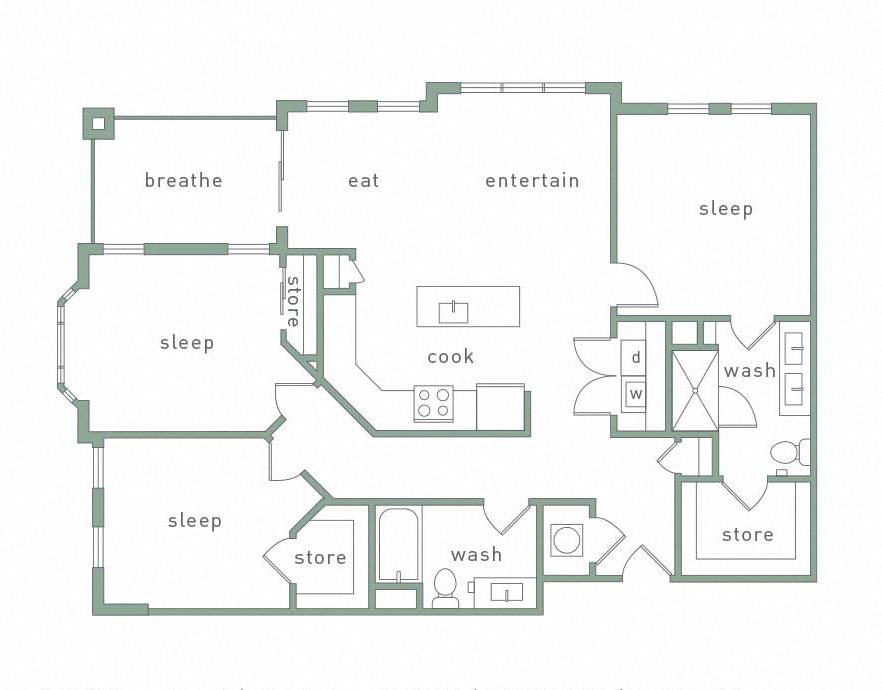 Park 35 on Clairmont Ensley Floorplan 3 Bedroom 2 Bath Ensley Floorplan 3 Bedroom 2 Bath 1434 Total Sq Ft at Park 35 on Clairmont Apartment Homes, 3500 Clairmont Ave. Birmingham, AL 35222