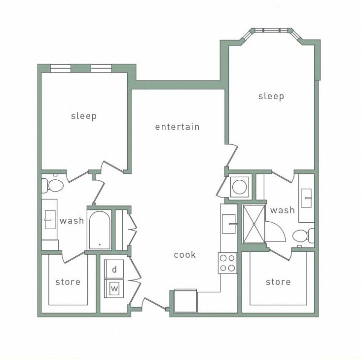 Park 35 on Clairmont Highland Floorplan 2 Bedroom 2 Bath Highland Floorplan 2 Bedroom 2 Bath 1075 Total Sq Ft at Park 35 on Clairmont Apartment Homes, 3500 Clairmont Ave. Birmingham, AL 35222