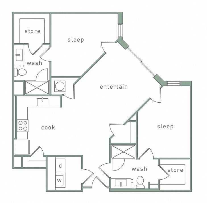 Park 35 on Clairmont Westside Floorplan 2 Bedroom 2 Bath Westside Floorplan 2 Bedroom 2 Bath 1106 Total Sq Ft at Park 35 on Clairmont Apartment Homes, 3500 Clairmont Ave. Birmingham, AL 35222