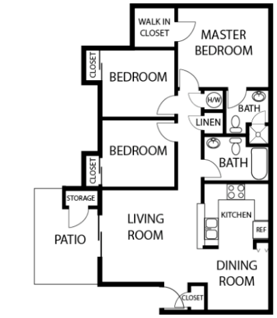 3X2 floor plans available at Vizcaya Apartments in Santa Maria, CA