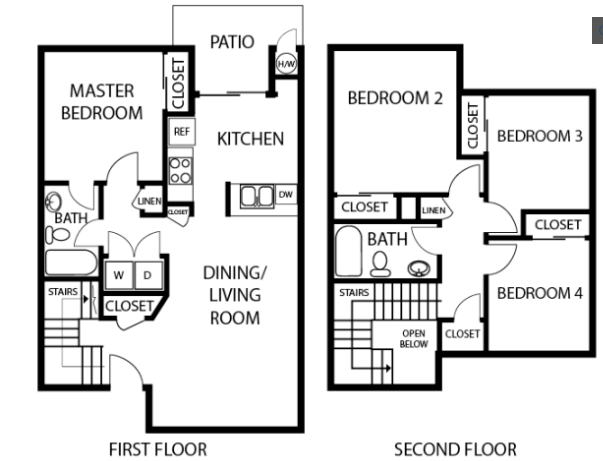 4X2 floor plans available at Vizcaya Apartments in Santa Maria, CA