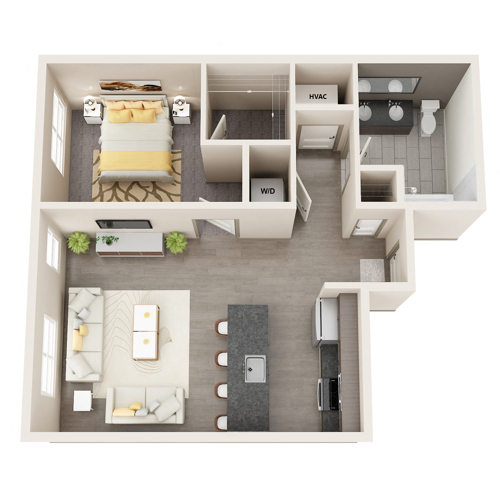 UNIT 1C Floor Plan at Vicina - Modern Urban Flats, Troy, NY, 12180