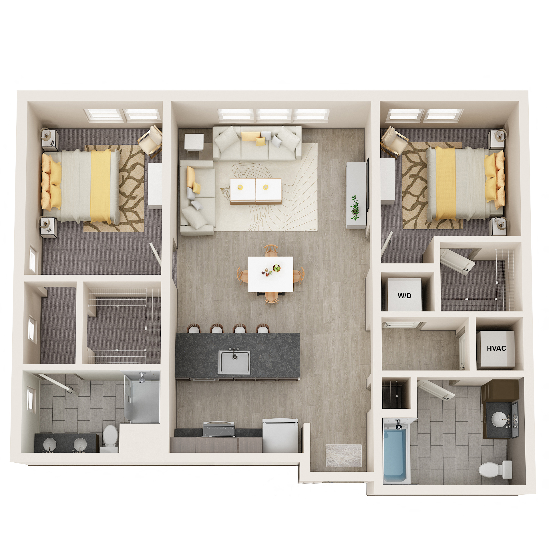 UNIT 2A Plan at Vicina - Modern Urban Flats, Troy, New York