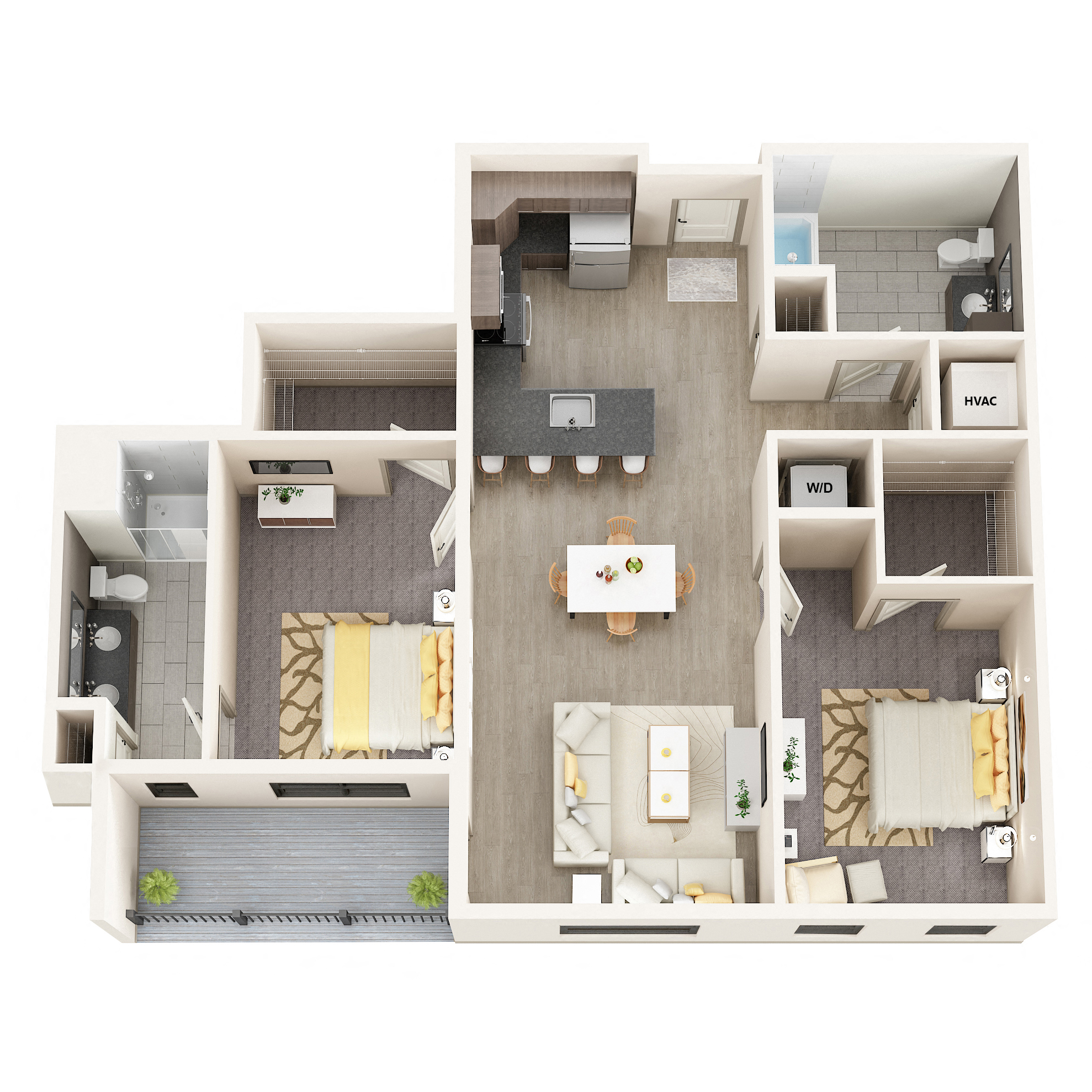 UNIT 2B Floor Plan at Vicina - Modern Urban Flats, New York