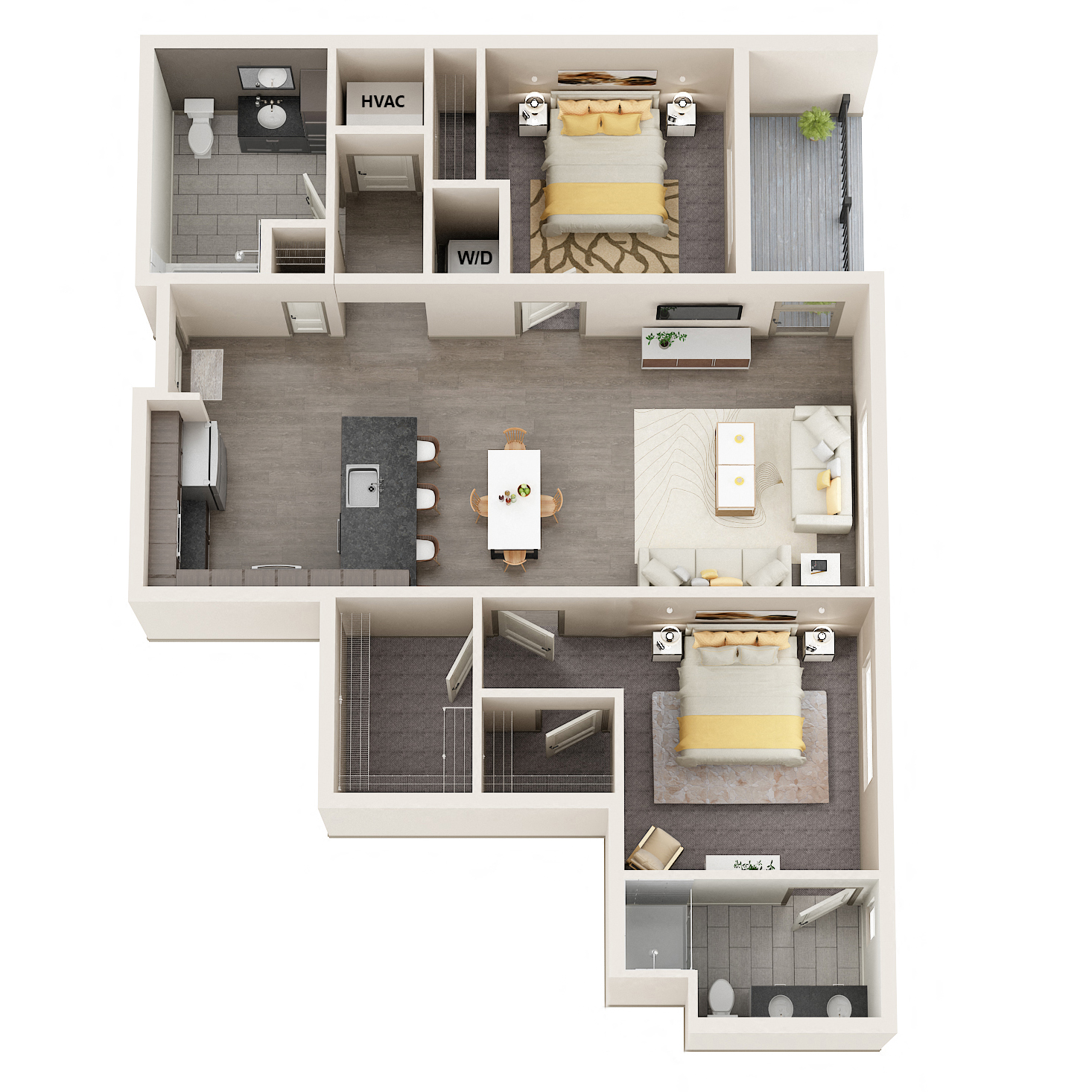 UNIT 2C Floor Plan at Vicina - Modern Urban Flats, Troy, NY, 12180