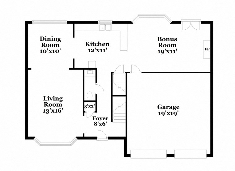 a floor plan of a house with bedrooms and a living room