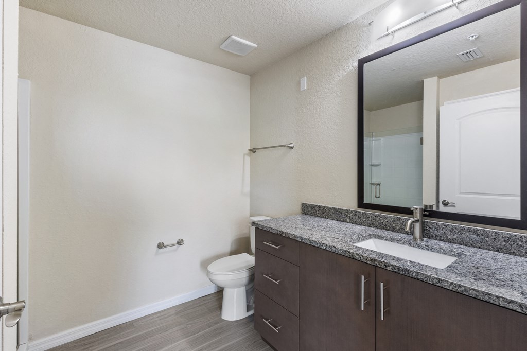 a bathroom with a toilet and a sink and a mirror
