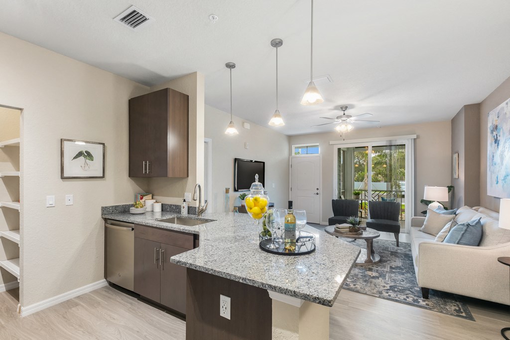 the preserve at ballantyne commons living room and kitchen area