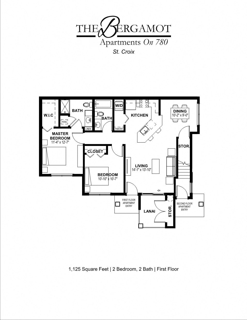 2 Bedroom 2 Bath 1,125 sq ft first floor - St. Croix
