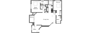 2 bedroom plus den, 2 bathroom apartment floor plan