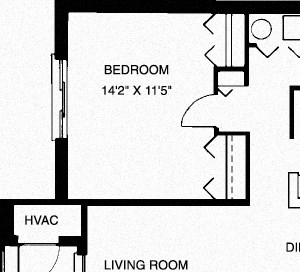 1 Bed 1 Bath Floor Plan 1 Bed 1 Bath Floor Plan at Waterside at Reston, Virginia, 20194