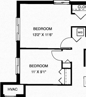 2 Bedroom 2 Bathroom Floor Plan 2 Bedroom 2 Bathroom Floor Plan at Waterside at Reston, Reston, VA, 20194