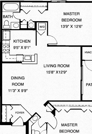 2 Bedroom 2 Bathroom Floor Plan 2 Bedroom 2 Bathroom Floor Plan at Waterside at Reston, Reston, 20194