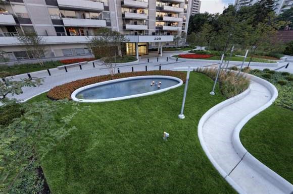 a swimming pool in the middle of a building