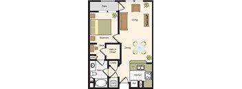 A2 – 1 Bedroom 1 Bath Floor Plan Layout – 861 Square Feet