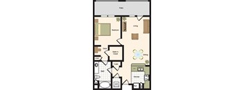 A3 – 1 Bedroom 1 Bath Floor Plan Layout – 815 Square Feet