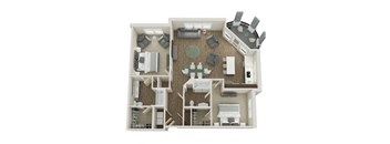 BECKTON Floor Plan at Pointe at Prosperity Village Apartments, Charlotte, NC