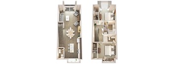 EDMONTON Floor Plan at Pointe at Prosperity Village Apartments, North Carolina