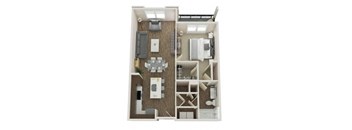 KINGSBURY Floor Plan at Pointe at Prosperity Village Apartments, North Carolina